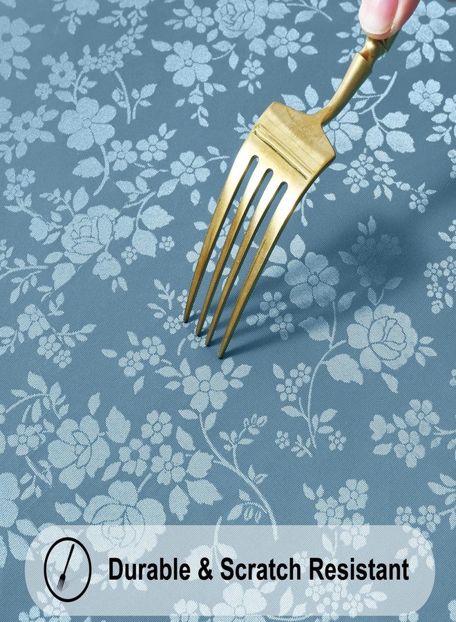 smiry مفرش طاولة سميري المستدير، مفرش طاولة من الفينيل المقاوم للماء شديد التحمل، غطاء طاولة قابل للمسح والغسل للمطبخ وغرفة الطعام (أزرق حجري، دائري 60 بوصة) - Image 5