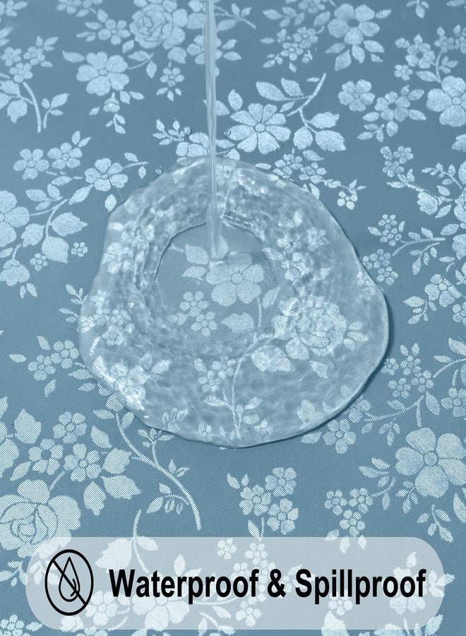 smiry مفرش طاولة سميري المستدير، مفرش طاولة من الفينيل المقاوم للماء شديد التحمل، غطاء طاولة قابل للمسح والغسل للمطبخ وغرفة الطعام (أزرق حجري، دائري 60 بوصة) - Image 2