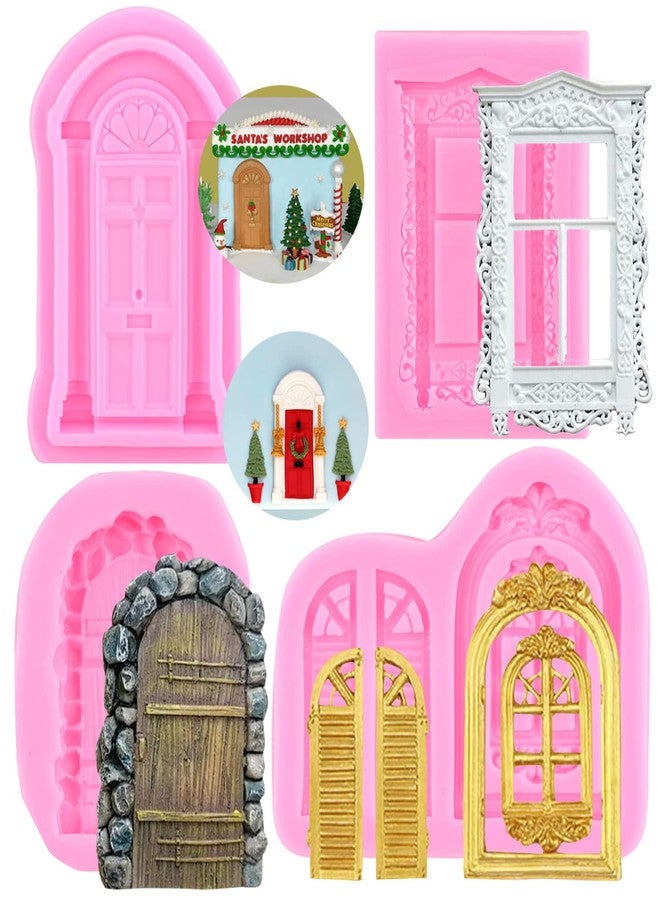 RFGHAC Window Frame Silicone Mold Door Fondant Molds For Cake Decorating Cupcake Topper Gum Paste Candy Polymer Clay Set Of 4 - Image 1