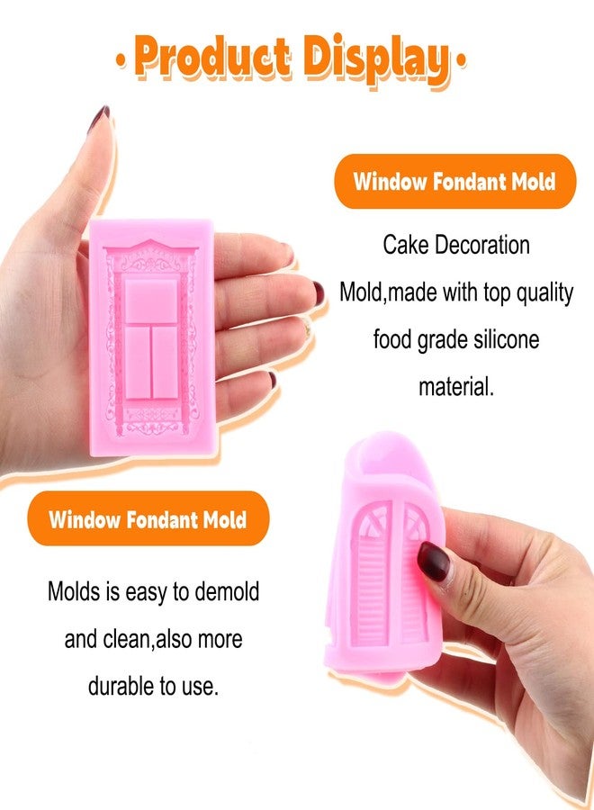 RFGHAC Window Frame Silicone Mold Door Fondant Molds For Cake Decorating Cupcake Topper Gum Paste Candy Polymer Clay Set Of 4 - Image 3