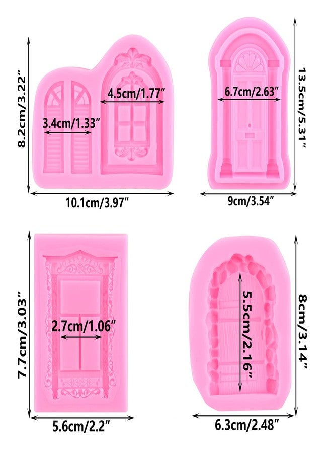 RFGHAC Window Frame Silicone Mold Door Fondant Molds For Cake Decorating Cupcake Topper Gum Paste Candy Polymer Clay Set Of 4 - Image 2