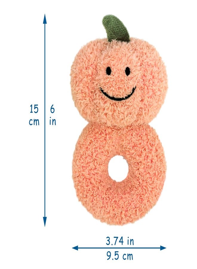 Doindute Baby Pumpkin Soft Rattle Toy, Plush Pumpkin Infant Shaker Rattle Easy-Grasp Stuffed Animal Toy, Gifts for Newborns Babies Toddlers Boys Girls, Orange, 6 Inches - Image 2