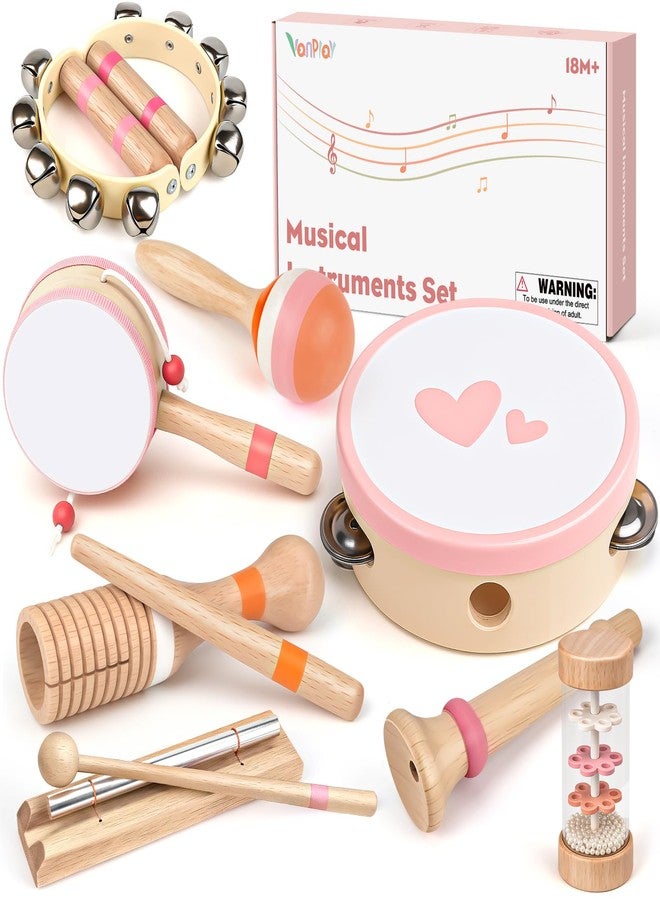 Vanplay Musical Toys for 2 3 Year Old Girl Birthday Gifts, Wooden Montessori Toys for 2 Year Old, 8 in 1 Musical Instruments for Toddlers with Drum/Hand Bells/Flute/Maracas, Preschool Toys for Baby 18+ Months - Image 1