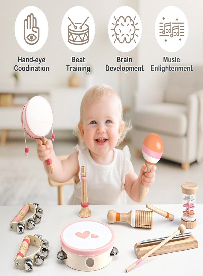 Vanplay Musical Toys for 2 3 Year Old Girl Birthday Gifts, Wooden Montessori Toys for 2 Year Old, 8 in 1 Musical Instruments for Toddlers with Drum/Hand Bells/Flute/Maracas, Preschool Toys for Baby 18+ Months - Image 2