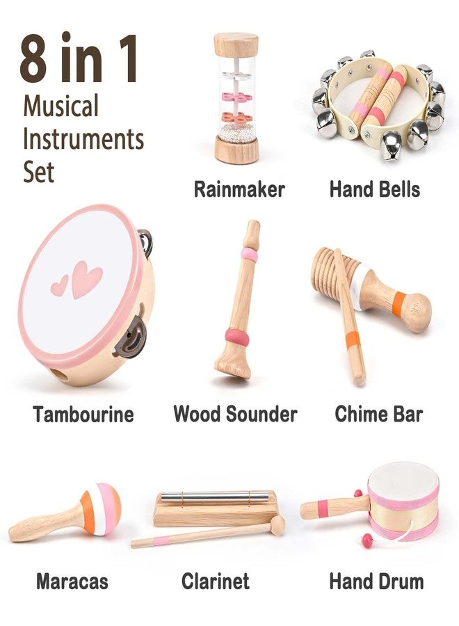 Vanplay Musical Toys for 2 3 Year Old Girl Birthday Gifts, Wooden Montessori Toys for 2 Year Old, 8 in 1 Musical Instruments for Toddlers with Drum/Hand Bells/Flute/Maracas, Preschool Toys for Baby 18+ Months - Image 3