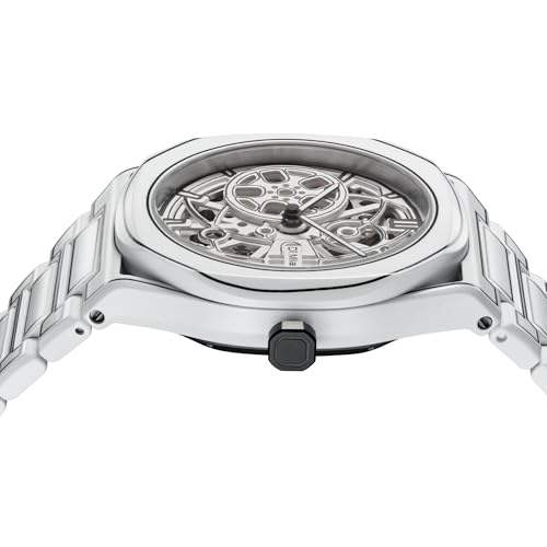 D1 Milano Skeleton Men's Luxury Watch, Stainless Steel Case, Automatic Movement, Stainless Steel Strap, 50M Water Resistant Timepiece, Skeleton Dial, 2 Years Warranty - SKBJ20 - Image 3