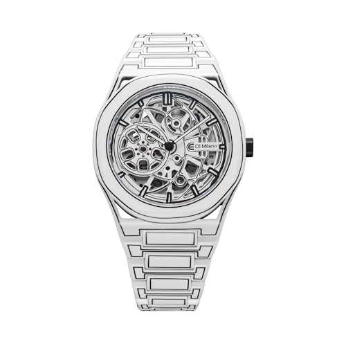 D1 Milano Skeleton Men's Luxury Watch, Stainless Steel Case, Automatic Movement, Stainless Steel Strap, 50M Water Resistant Timepiece, Skeleton Dial, 2 Years Warranty - SKBJ20 - Image 1