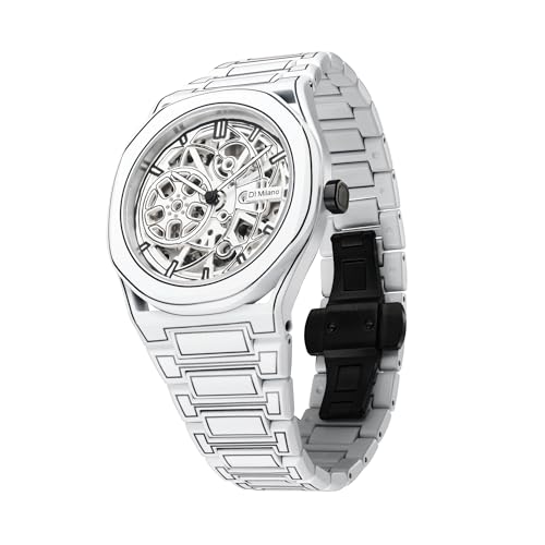 D1 Milano Skeleton Men's Luxury Watch, Stainless Steel Case, Automatic Movement, Stainless Steel Strap, 50M Water Resistant Timepiece, Skeleton Dial, 2 Years Warranty - SKBJ20 - Image 2