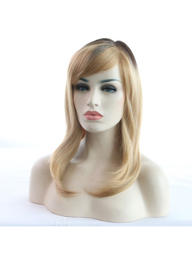 Voberry Heat Resistant Long Curly Full Wig Blonde 8x8x8cm - Image 5