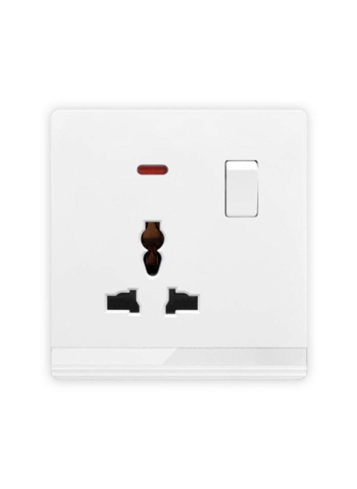 Vmax - Universal Wall Socket with Switch & Indicator Light - 3x3" White Ivory Finish - Image 1