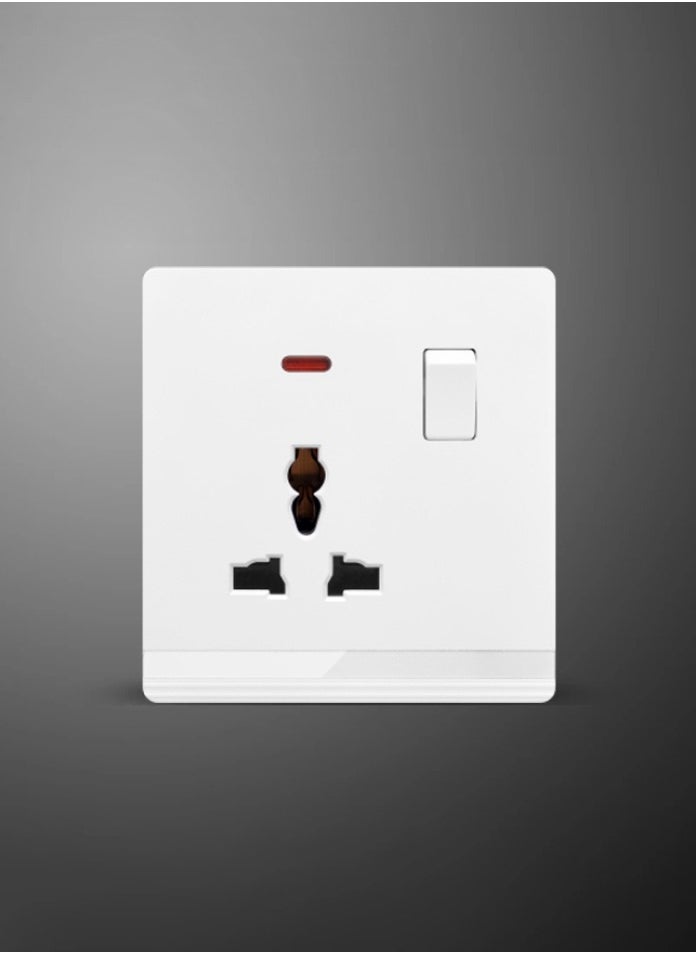 Vmax - Universal Wall Socket with Switch & Indicator Light - 3x3" White Ivory Finish - Image 1