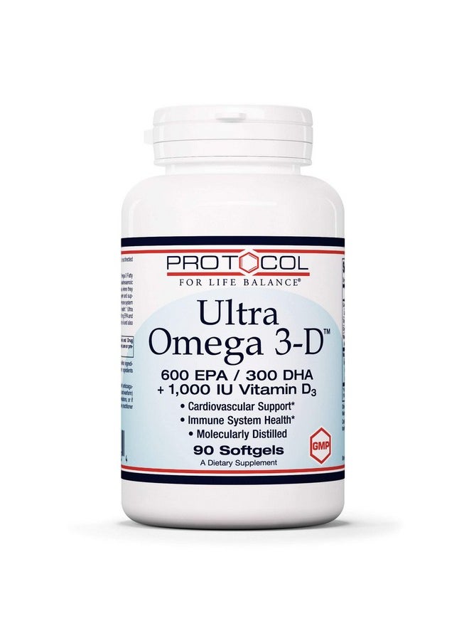 Protocol For Life Balance - Protocol Ultra Omega 3D Fish Oil Dha 300Mg Epa 600Mg Vitamin D3 1000 Iu Lemon 90 Softgels - Image 1