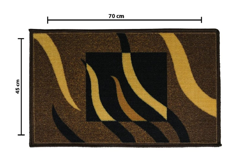 ENYRA ENYRA Indoor Doormat Loop Pile Nylon Printing Door Mat NonSlip Gel Backing Size 45x70 CM Floor Mat Entrance Doormat Kitchen Pack of 1 Piece Brown Wave  - Image 2