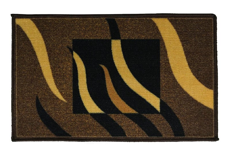 ENYRA ENYRA Indoor Doormat Loop Pile Nylon Printing Door Mat NonSlip Gel Backing Size 45x70 CM Floor Mat Entrance Doormat Kitchen Pack of 1 Piece Brown Wave  - Image 3