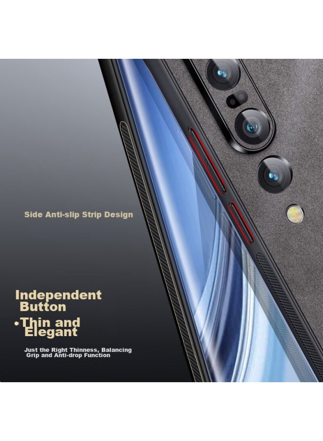 Shangsu, Suitable For Xiaomi 10 Pro Phone Case, Mi 10 Pro Protective Cover, Shockproof, Full Lens Protection, Soft Shell, Simple Luxury Lambskin Outer Case, Women'S And Men'S Leather Case, Black - Image 5