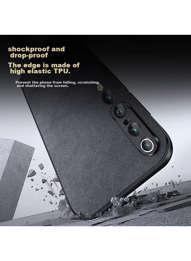 Shangsu, Suitable For Xiaomi 10 Pro Phone Case, Mi 10 Pro Protective Cover, Shockproof, Full Lens Protection, Soft Shell, Simple Luxury Lambskin Outer Case, Women'S And Men'S Leather Case, Black - Image 3