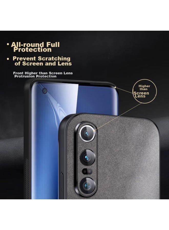 Shangsu, Suitable For Xiaomi 10 Pro Phone Case, Mi 10 Pro Protective Cover, Shockproof, Full Lens Protection, Soft Shell, Simple Luxury Lambskin Outer Case, Women'S And Men'S Leather Case, Black - Image 4