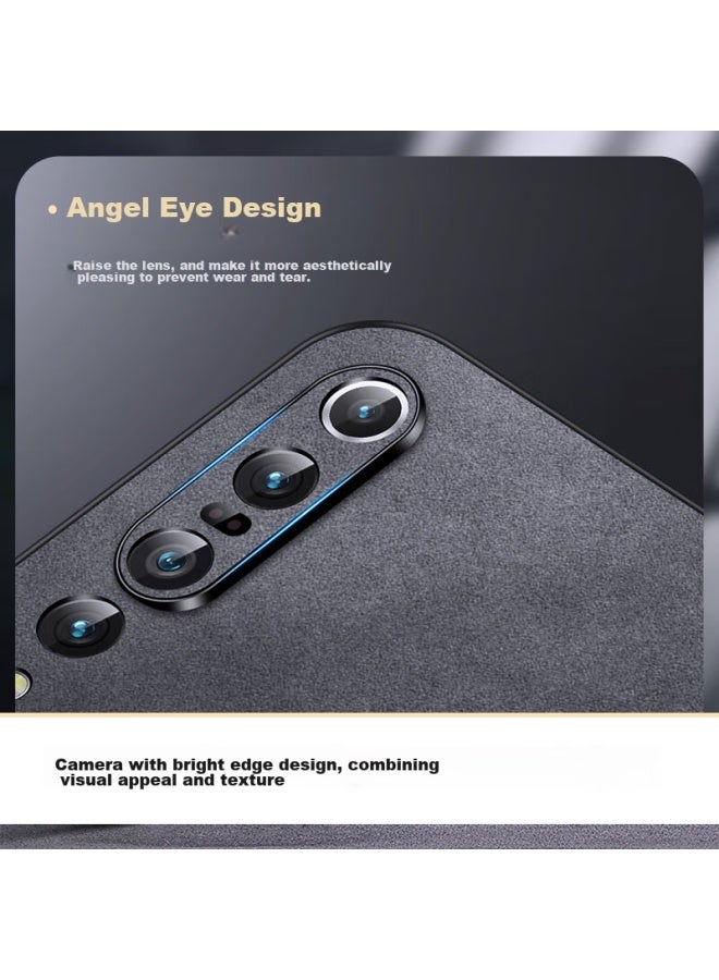 Shangsu, Suitable For Xiaomi 10 Pro Phone Case, Mi 10 Pro Protective Cover, Shockproof, Full Lens Protection, Soft Shell, Simple Luxury Lambskin Outer Case, Women'S And Men'S Leather Case, Black - Image 2