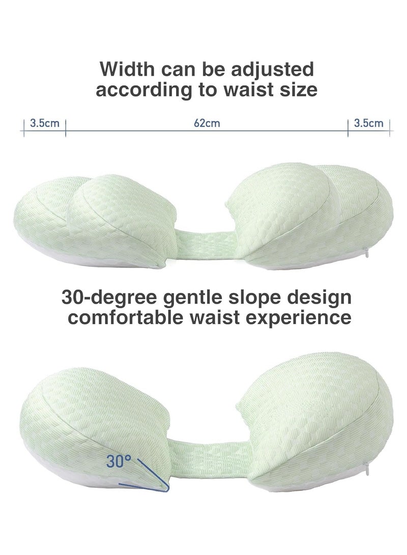 Maternity Pregnancy Pillow for Women Soft Pregnancy Body Pillow Back Hip Leg Support Maternity Pillow with Removable and Adjustable Pillow Cover  Maternity Sleep Pillow (Green)  - Image 3