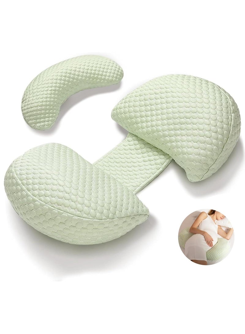 Maternity Pregnancy Pillow for Women Soft Pregnancy Body Pillow Back Hip Leg Support Maternity Pillow with Removable and Adjustable Pillow Cover  Maternity Sleep Pillow (Green)  - Image 1