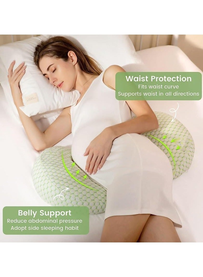 Maternity Pregnancy Pillow for Women Soft Pregnancy Body Pillow Back Hip Leg Support Maternity Pillow with Removable and Adjustable Pillow Cover  Maternity Sleep Pillow (Green)  - Image 2