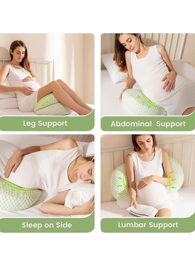 Maternity Pregnancy Pillow for Women Soft Pregnancy Body Pillow Back Hip Leg Support Maternity Pillow with Removable and Adjustable Pillow Cover  Maternity Sleep Pillow (Green)  - Image 4