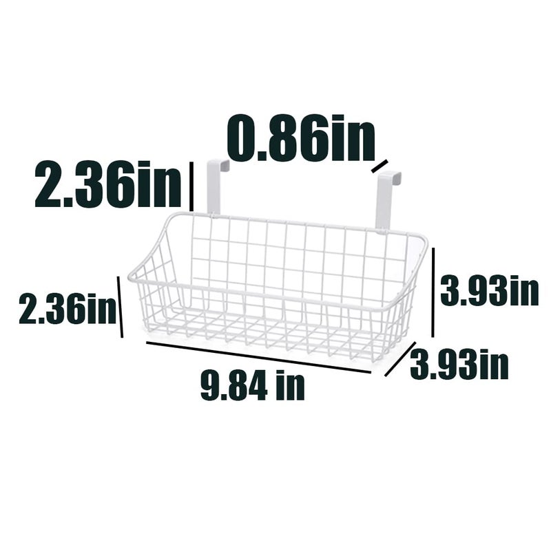 LeleCAT White Basket with hook Grid Storage Basket Hang it behind a door or on a railing Over the Cabinet Door 2 Pack - Image 3