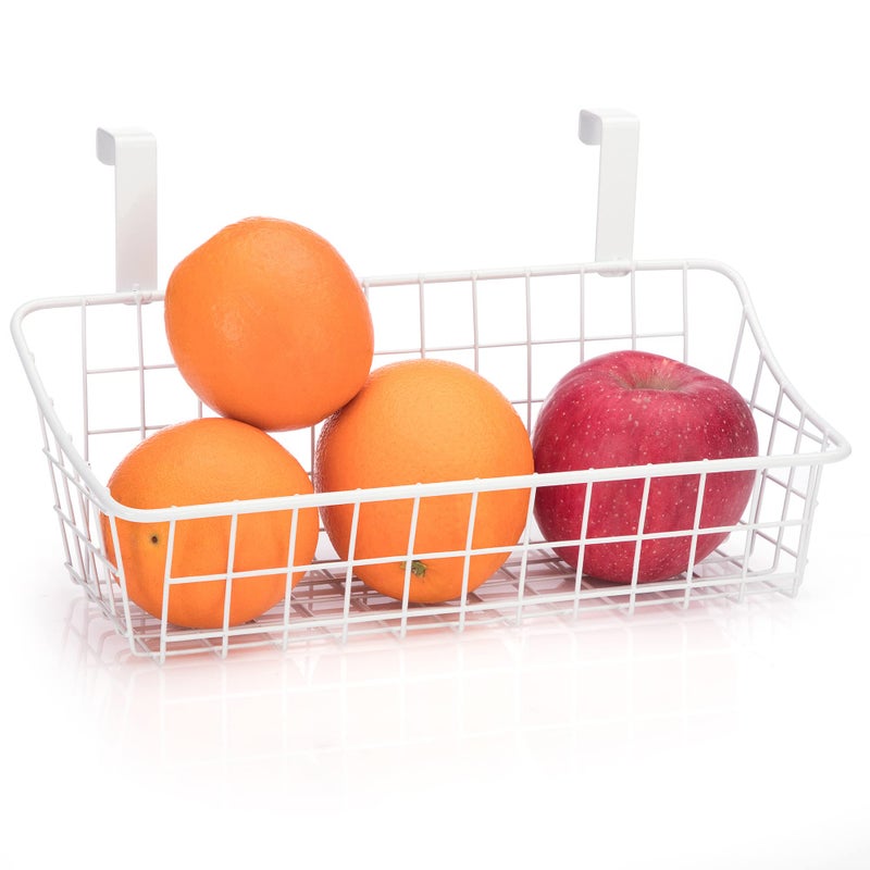 LeleCAT White Basket with hook Grid Storage Basket Hang it behind a door or on a railing Over the Cabinet Door 2 Pack - Image 4