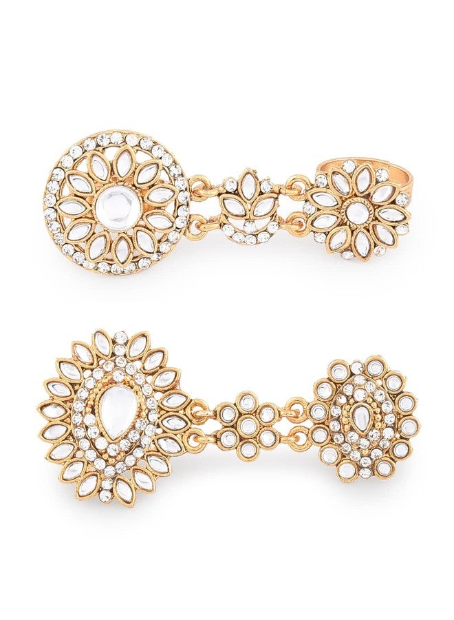 Zaveri Pearls مجموعة زافيري بيرلز من خاتمين ذهبيين قابلين للتعديل للنساء - ZPFK8946 - Image 1