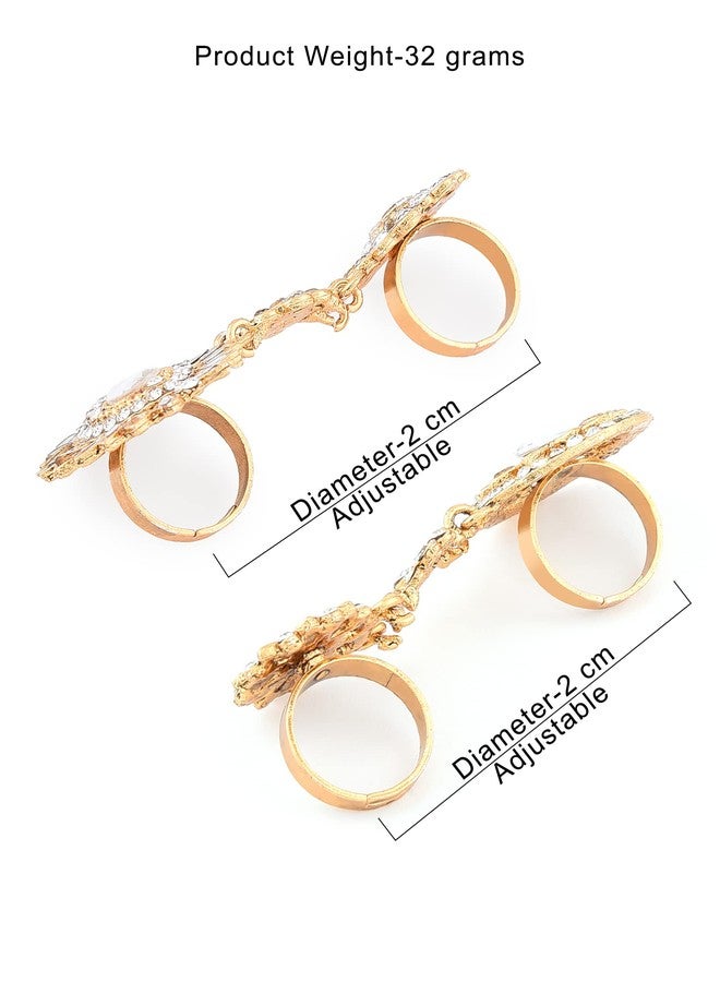 Zaveri Pearls مجموعة زافيري بيرلز من خاتمين ذهبيين قابلين للتعديل للنساء - ZPFK8946 - Image 5