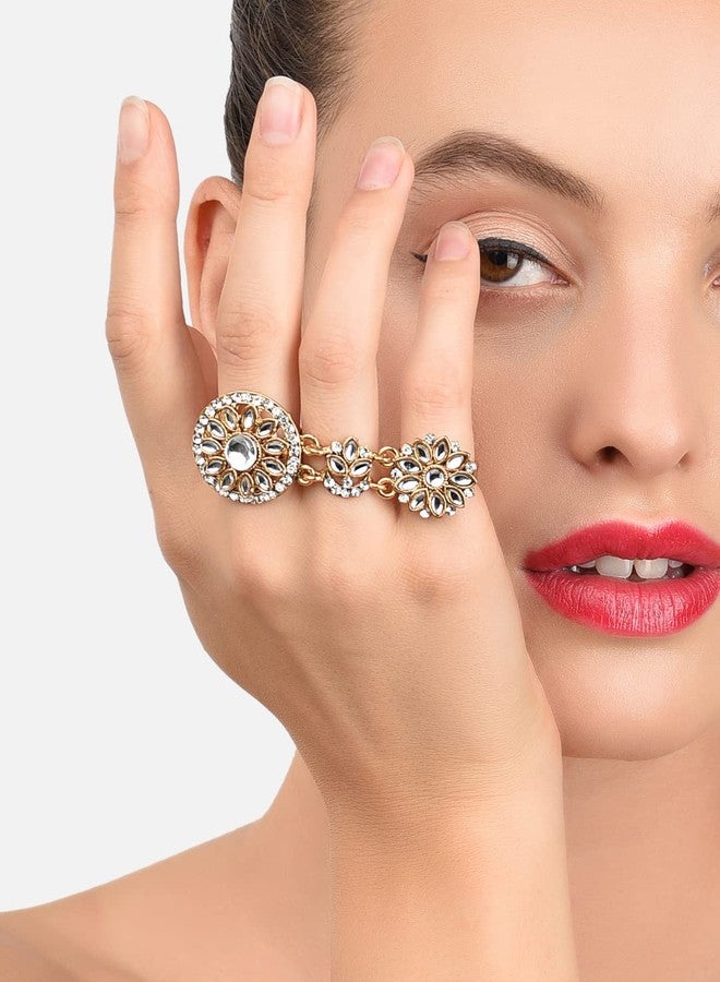 Zaveri Pearls مجموعة زافيري بيرلز من خاتمين ذهبيين قابلين للتعديل للنساء - ZPFK8946 - Image 3