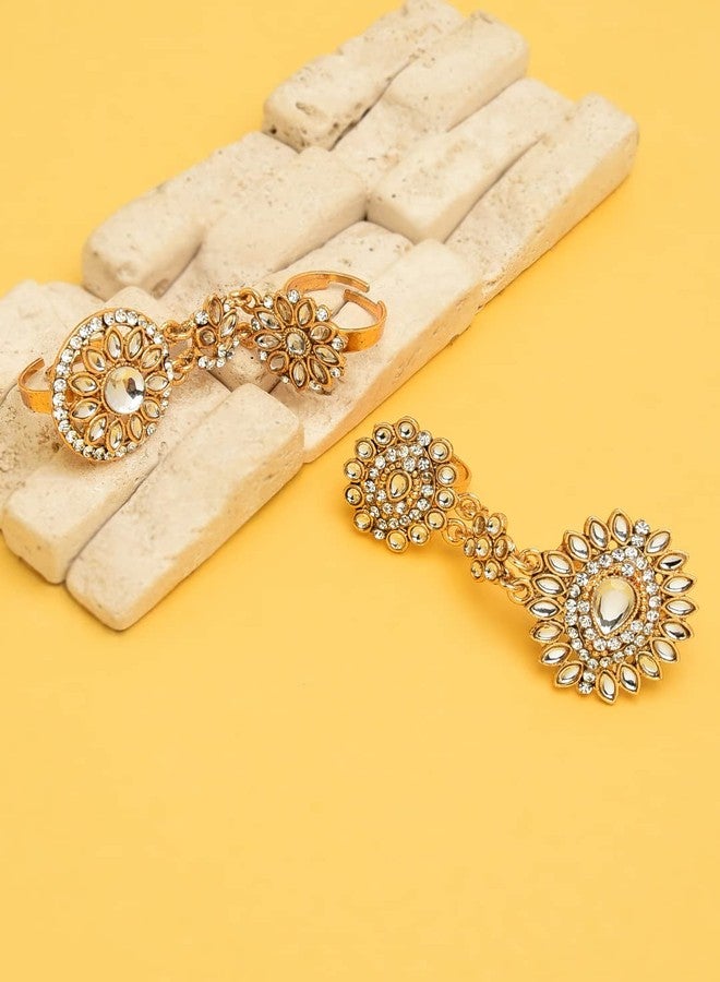 Zaveri Pearls مجموعة زافيري بيرلز من خاتمين ذهبيين قابلين للتعديل للنساء - ZPFK8946 - Image 2