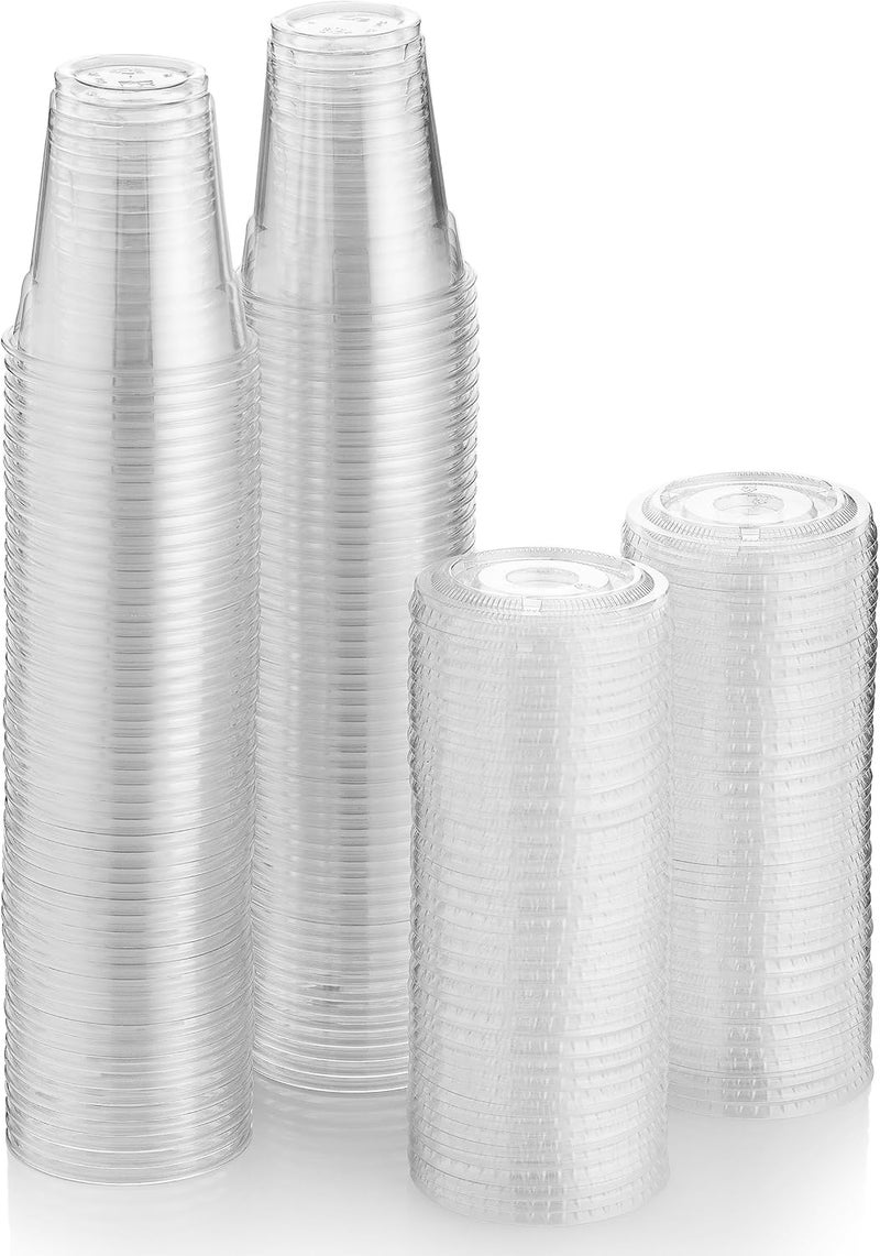 Green Direct Clear Cups With Lids / 8 oz. Clear Plastic Cups with Lids/Clear Disposable Cups/Ice coffee cups & Bubble Boba Tea Cups/Cup with Lid for Cold Drinking & Smoothie Pack of 100 - Image 2