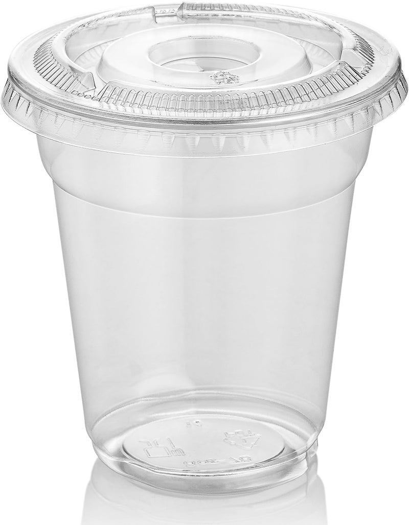 Green Direct Clear Cups With Lids / 8 oz. Clear Plastic Cups with Lids/Clear Disposable Cups/Ice coffee cups & Bubble Boba Tea Cups/Cup with Lid for Cold Drinking & Smoothie Pack of 100 - Image 3