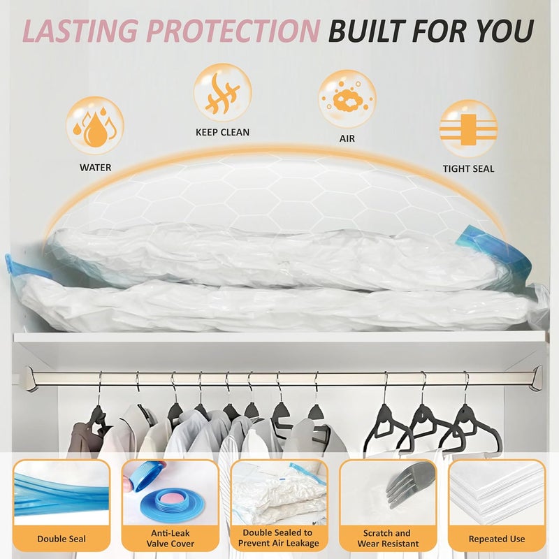 Cozy Essential Vacuum Storage Bags, 80% Compression Vacuum Seal Space Saver Plastic Packaging Bags for Clothes, Blankets, Pillow, Bedding, Comforters, Sealer Clothing Storage,6 XXL Jumbo - Image 4