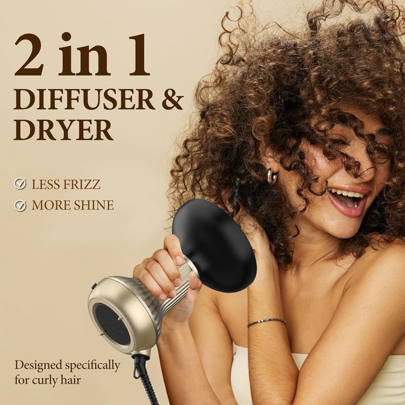 Bautia Diffuser Hair Dryer for Curly Hair, Hair Dryer Diffuser for Blow Dry and Volumizing, Lightweight Curly Hair Diffuser Easy to Use - Image 2