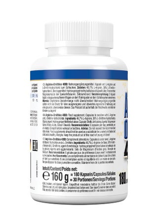 Arginine Plus Ornithine 4.000 Powerful Amino Acid Complex for Oxide Production And Muscle Recovery - 180 Capsules - view 2