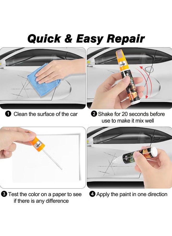 HY - 4 Pcs White Touch Up Paint Pen for Cars, Car Paint Scratch Repair, Two-In-One Car Touch Up Paint Fill Paint Pen, Quick & Easy Solution for Deep and Minor Scratches - Image 1