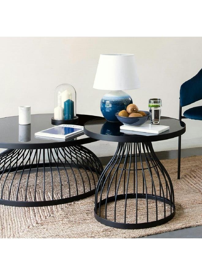 لوفت كوشي، طاولة جانبية، دائرية، أبعاد 55×48.5 سم، زجاج دخاني مع إطار من الحديد - 166619 - Image 1