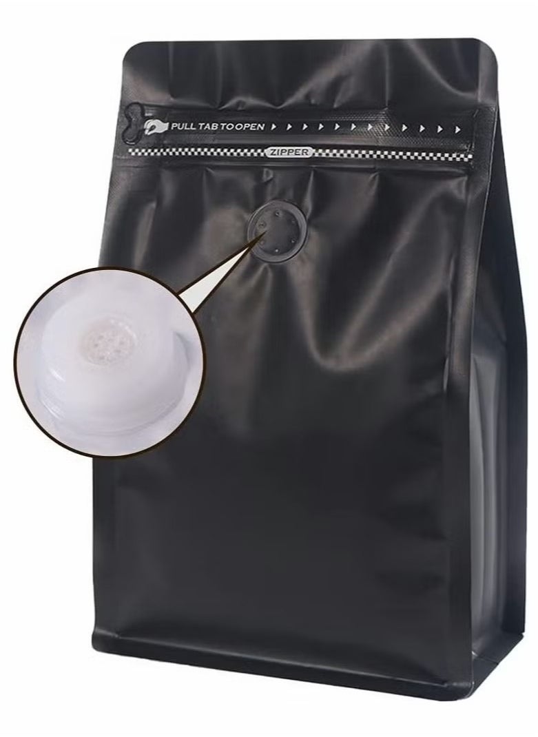 GMORO 20PcsCoffee Storage, Coffee Bags with Valve Black High Barrier Aluminum Foil Flat Bottom Standing Coffee Beans Storage Bags, Reusable Heat Sealable Side Zipper Pouches for Home or Store (8 oz,1/2 lb)  - Image 1