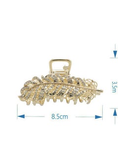 Suoirblss 2Pcs Girls Women Medium Rhinestone Leaf Hair Claw Hair Clip Hairpins Imitation Pearl Feather Styl Hair Barrettes Hair Accessory  - Image 2