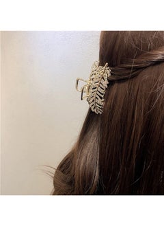 Suoirblss 2Pcs Girls Women Medium Rhinestone Leaf Hair Claw Hair Clip Hairpins Imitation Pearl Feather Styl Hair Barrettes Hair Accessory  - Image 4