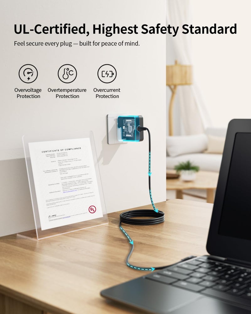 Superer Charger Fit for Samsung Chromebook Laptop, Chromebook 3 2 (UL Listed AC Adapter), XE500C13,PA-1250-98,303C 500C 503C XE303C12 XE501C13 XE500C12 XE503C12 XE503C32, 26W 12V 2.2A Round Connector - Image 2