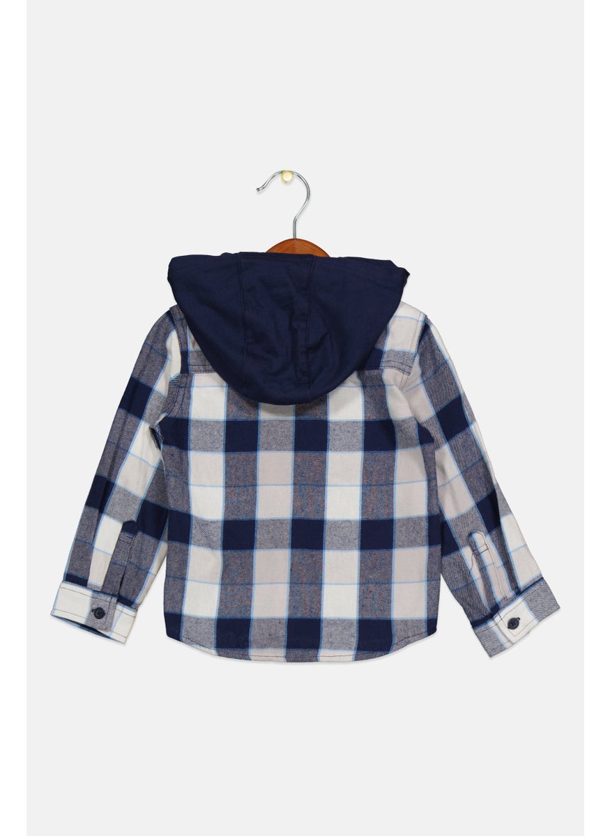 Levi's - Toddlers Boy Hooded Long Sleeve Checkered Jacket, Navy Combo - Image 1