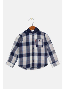 Toddlers Boy Hooded Long Sleeve Checkered Jacket, Navy Combo