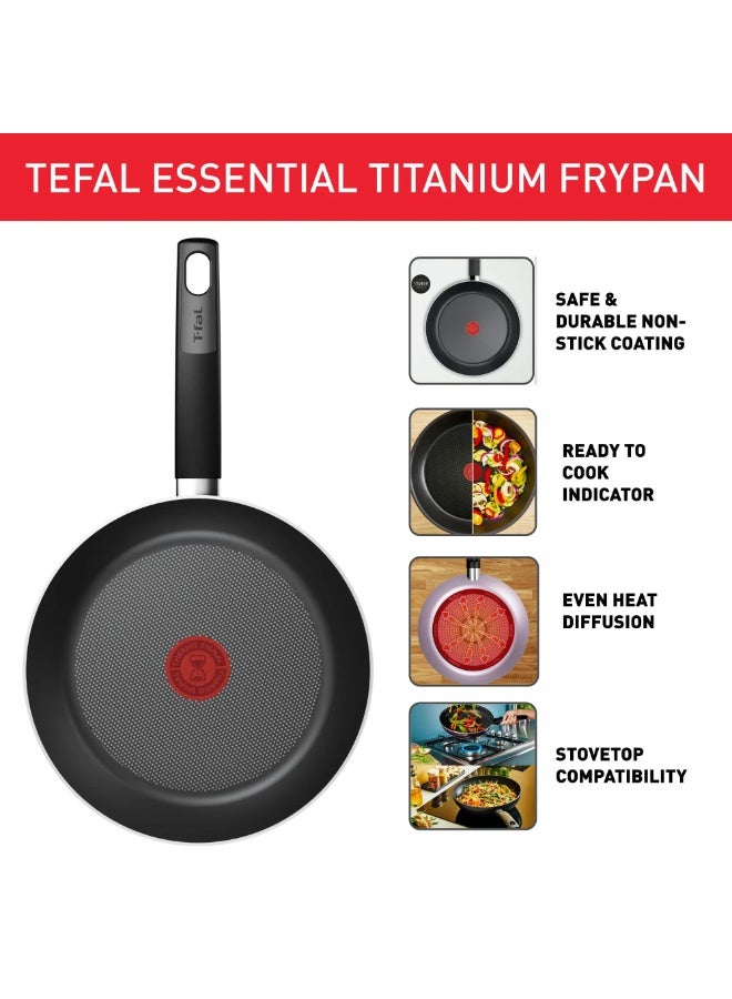 T-Fal Essential Titanium frypan 30 cm Easy-Cleaning Non-Stick Coating, Thermo-Signal™ Heat Indicator, Diffusion Base, Healthy and Safe Cookware, Made in France, B7000782 - Image 3