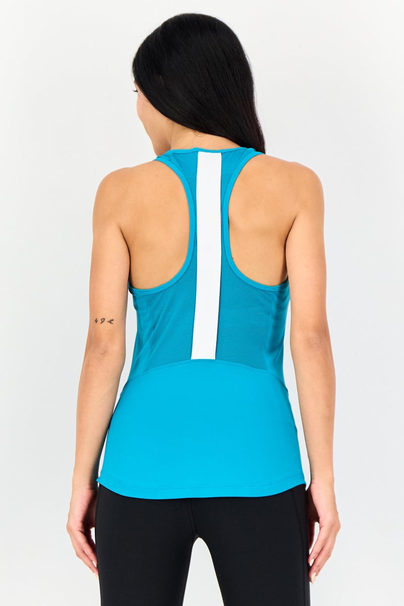 asics تي شيرت تنس بدون أكمام للنساء بشعار العلامة التجارية، أكوا - Image 3