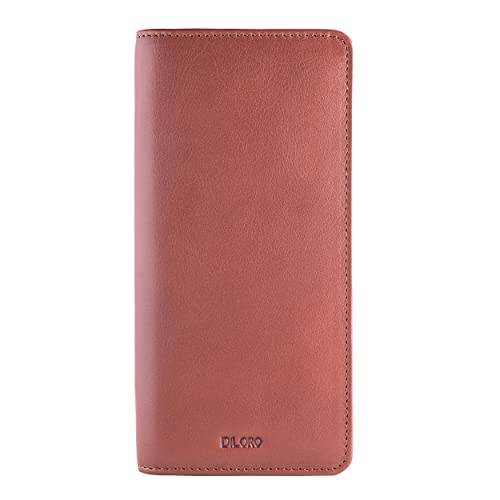 DiLoro Leather Zippered Triple or Quad Pen Case Pencil Pouch Holder for Three or Four Fountain Ballpoint Rollerball Pens or Glasses (Nappa Bugatti) - Image 1