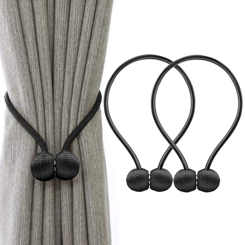 IHClink Magnetic Curtain Tiebacks Clips Curtain Buckles Holdbacks Binding Weaving Tie Band 2 pieces For Home Office Decorative UK patent 6036254 Black