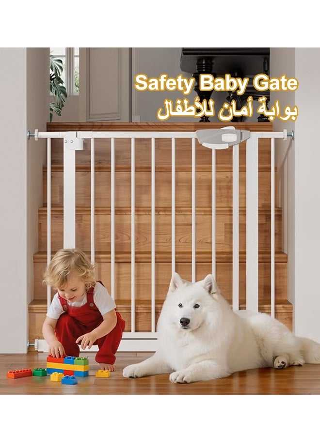 Gerenic Auto Close Safety Baby Gate,No Drilling Extra Wide Baby Gate 77-82cm+10/20/45CM Extension for 77-152CM Stairs Safety Gate, Easy Walk Thru Durability Dog Gate,Indoor Safety Gates for Pet Fence Doorway Hallway and Stair Use - Image 1